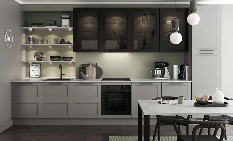 Cuisine taupe et noire inspiration cottage anglais