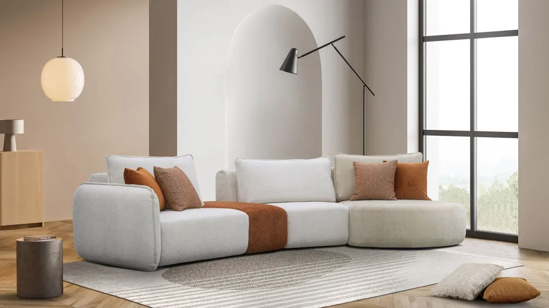 Canapé design : Canapé avec chaise longue arrondie,