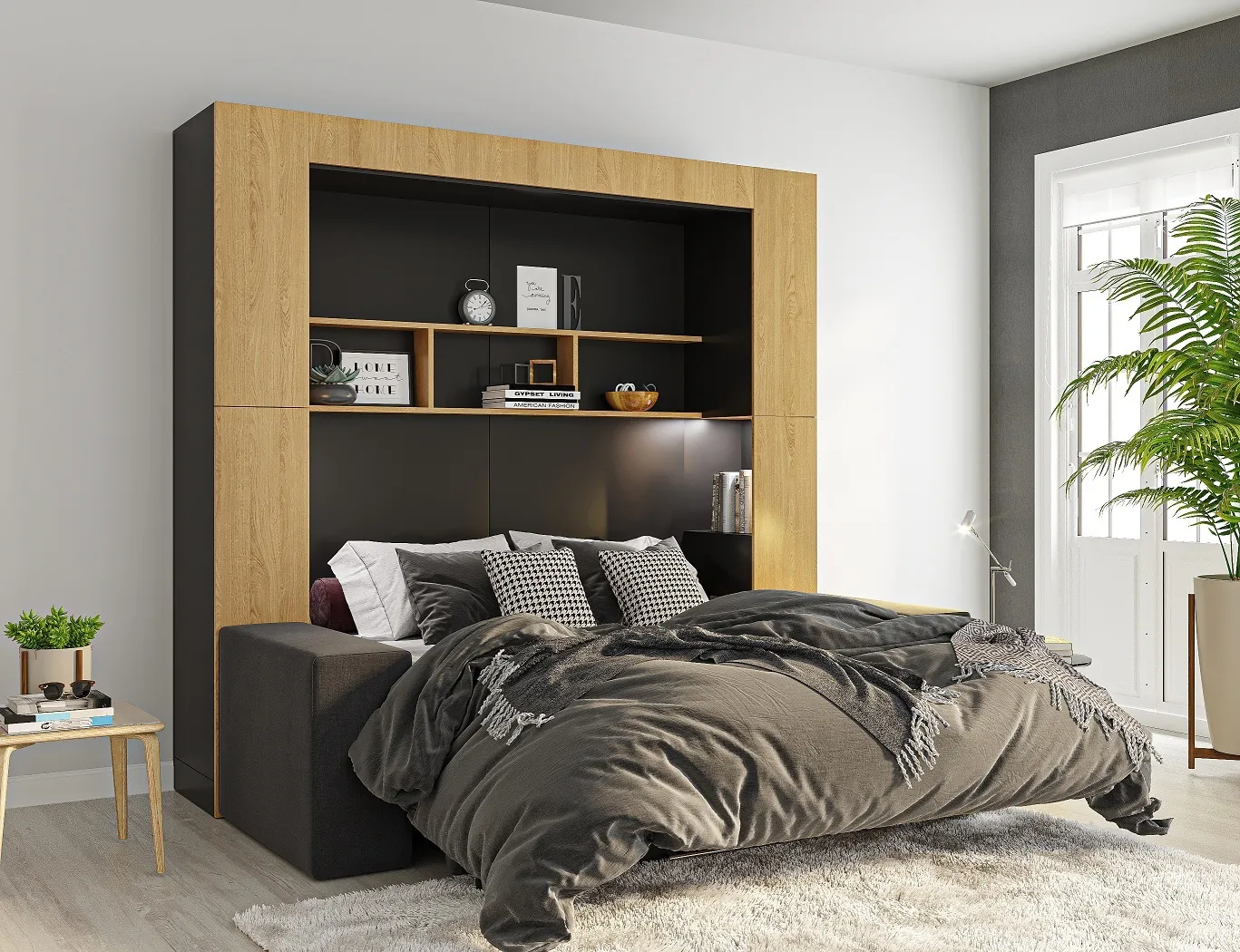 Lit rabattable une fois ouvert énorme gain de place