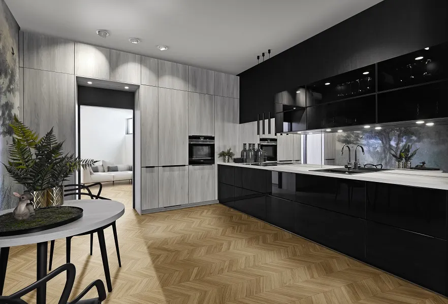 Cuisine moderne sur-mesure avec îlot central installée à Ancerville par IDEE&CO