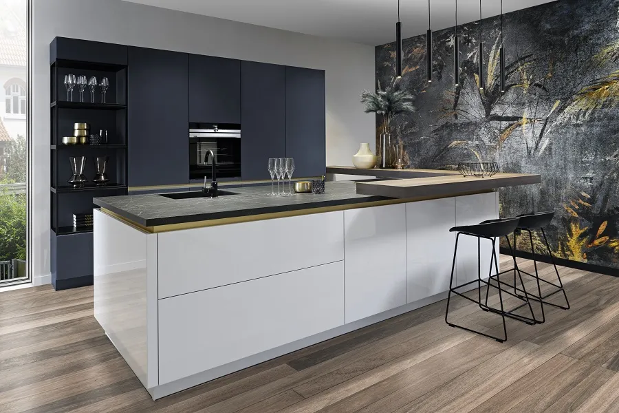 Cuisine moderne sur-mesure avec îlot central installée à Belleville-sur-Meuse par IDEE&CO