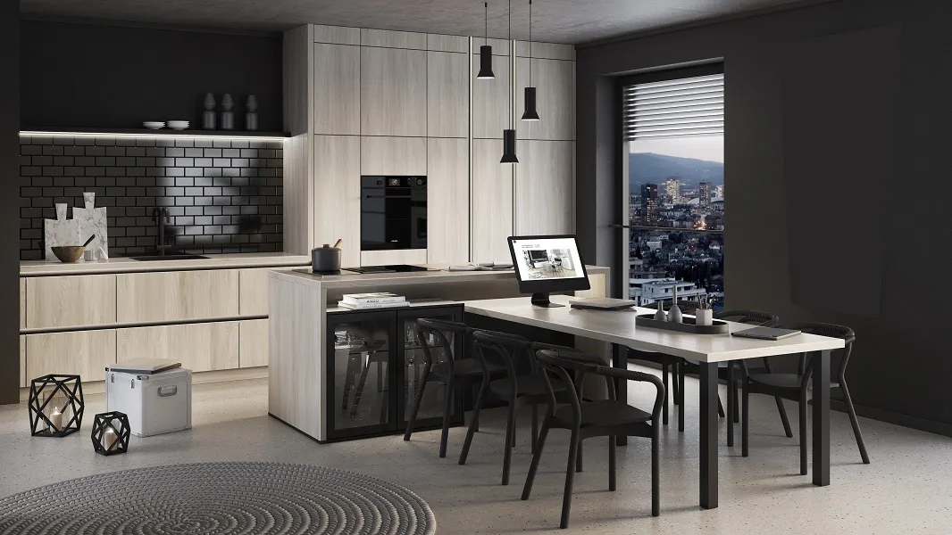 Cuisine moderne sur-mesure avec îlot central installée à Spincourt par IDEE&CO