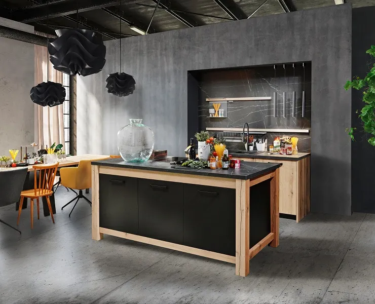 Cuisine moderne sur-mesure avec îlot central installée à Vaucouleurs par IDEE&CO